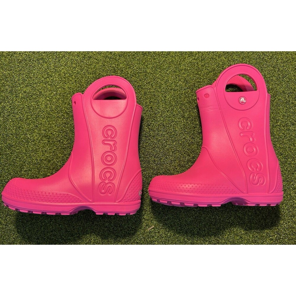 Crocs Classic Boot Girls Size J1 Pink Pull On Comfort Snow Rain Boots Shoes